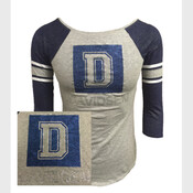 Long Sleeve Grey Baseball Blue D Bling