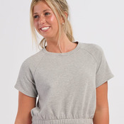 Women's French Terry Short Sleeve Cropped Crewneck Sweatshirt