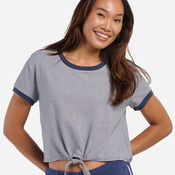 Women's Striped Tie Front T-Shirt