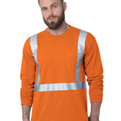 Unisex USA-Made 50/50 Hi-Visibility Long Sleeve Pocket T-Shirt