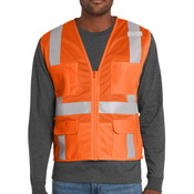 Ansi 107 Class 2 Mesh Six Pocket Zippered Vest